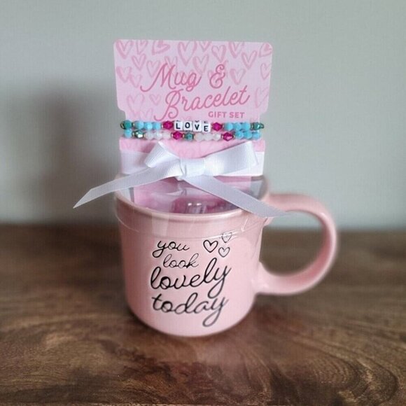 Eccolo Pink Mug Bracelet Gift Set Inspirational Self Motivated Coffee Tea Cup - Picture 6 of 10